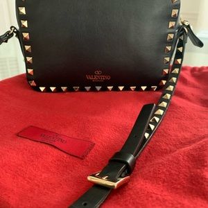 Valentino Black Camera Bag (Silver Studs)